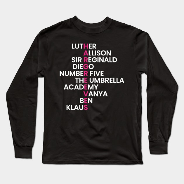 The Hargreeves Family - The Umbrella Academy (White) Long Sleeve T-Shirt by VikingElf